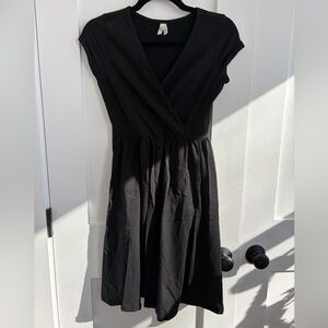 Pact Women’s Fit and Flare Crossover Dress Black Size XS